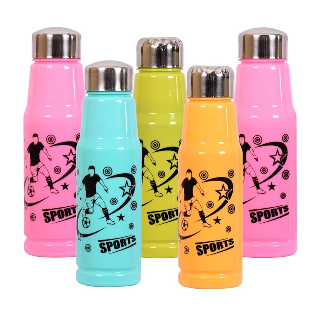 Sports Water Bottle (500 ml) – Leak-Proof, BPA-Free Plastic Bottle for Gym, Travel & Outdoor (Random Color) (Pack of 1)
