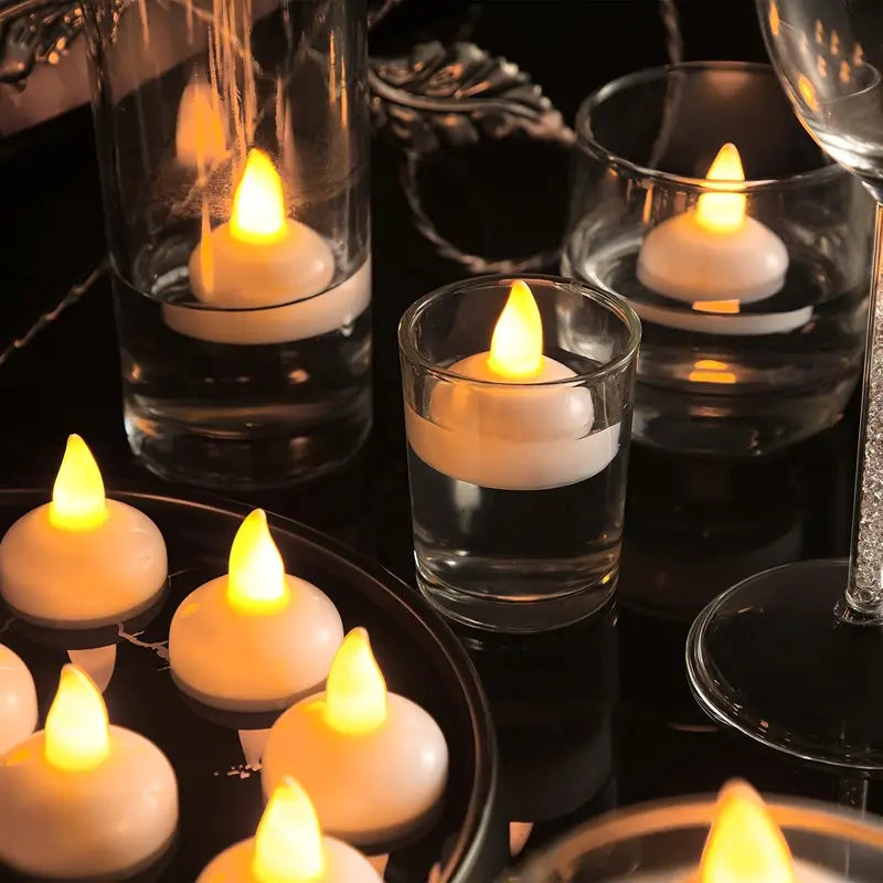 AquaGlow™ Floating LED Candles – Waterproof Flameless Lights for Decoration (Set of 12)
