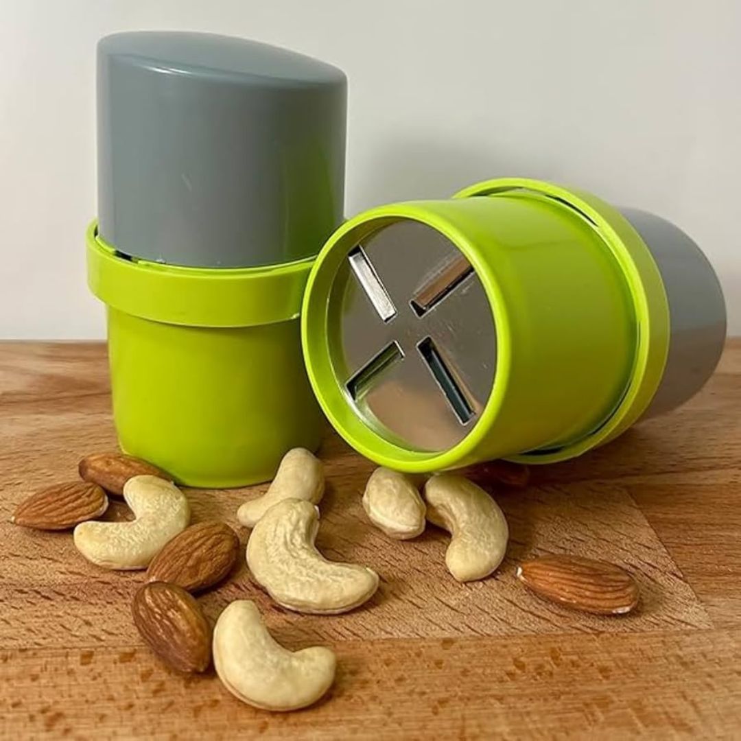 Easy Dry Fruit Cutter and Slicer (Round Shape), Dry Fruit Cutter & Slicer, Built-in Storage, Multicolor, Round Shape, Best for Cashews Nuts, Cashew, Almonds