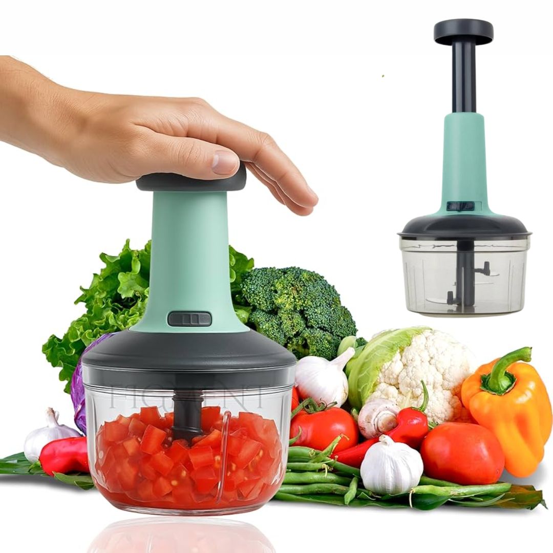 650ml Hand-Press 2 In 1 Vegetable Chopper- Manual Food Processor for Quick Cutting & Slicing (Pack of 1)