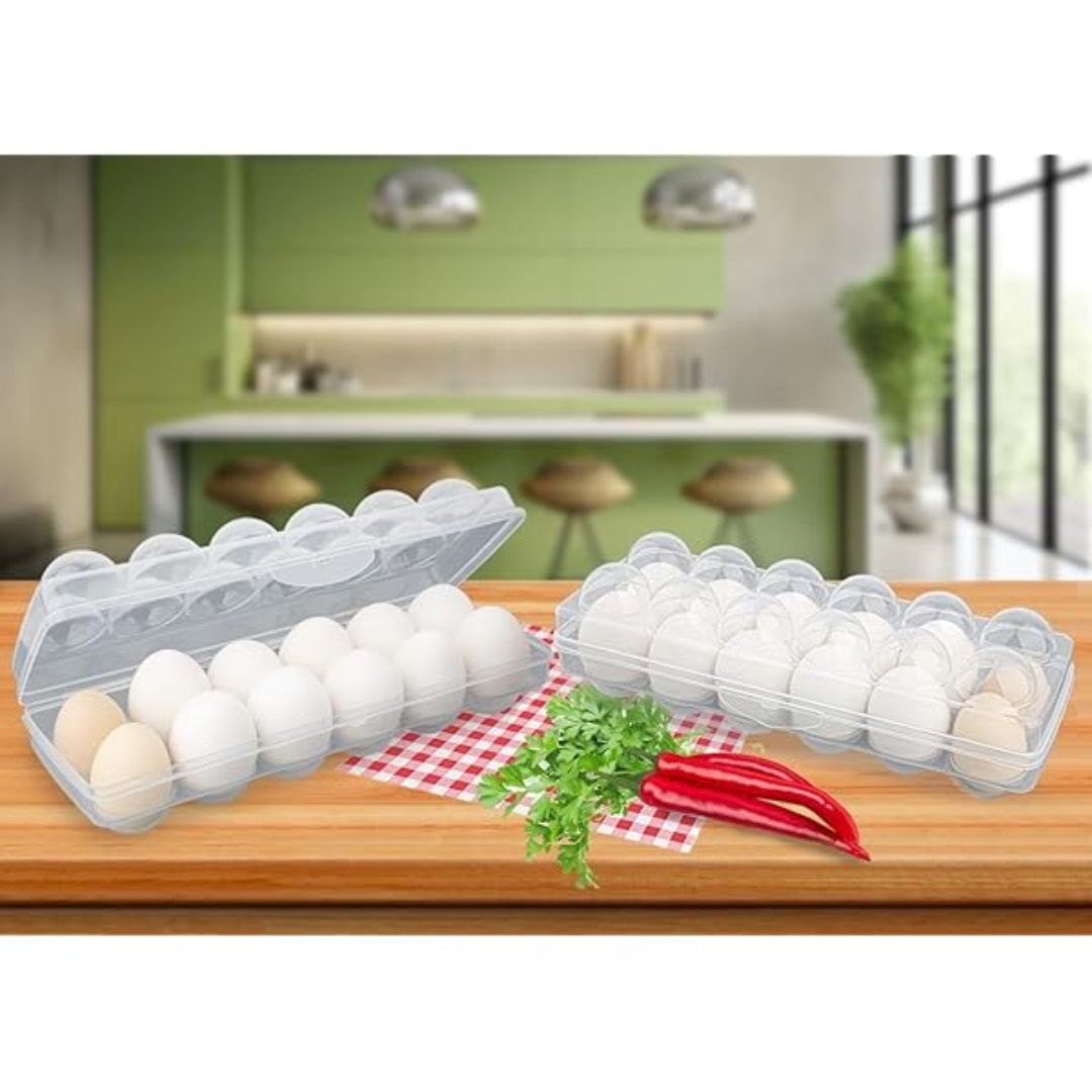 Durable Transparent Egg Storage Tray – 12-Grid Kitchen Organizer  (Pack of 1)