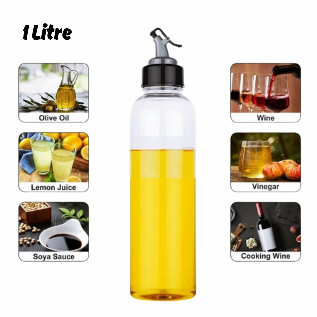 Plastic Oil Dispenser 1 Litre, Used Easy flow Oil and Vinegar Pourer, Liquid Dispenser, Transparent, Unbreakable