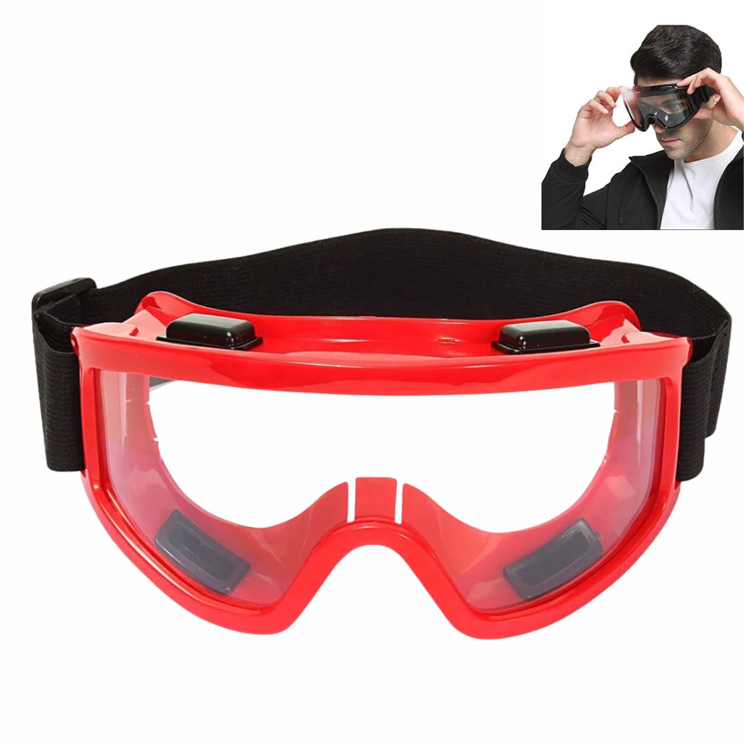Adult Motorbike & Motocross Goggles – Transparent Racing Goggles for ATV/Dirt Bikes with Adjustable Strap (Pack of 1)
