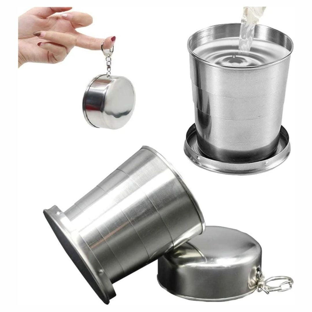 130 Ml Steel Folding Glass Travel Camping Water Mug Cup Glass