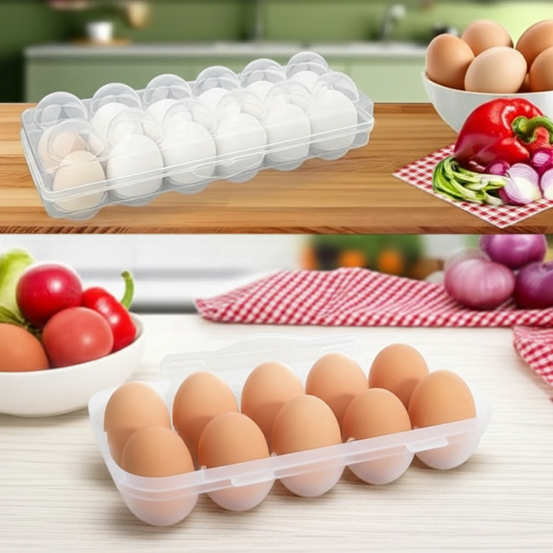Durable Transparent Egg Storage Tray – 12-Grid Kitchen Organizer  (Pack of 1)