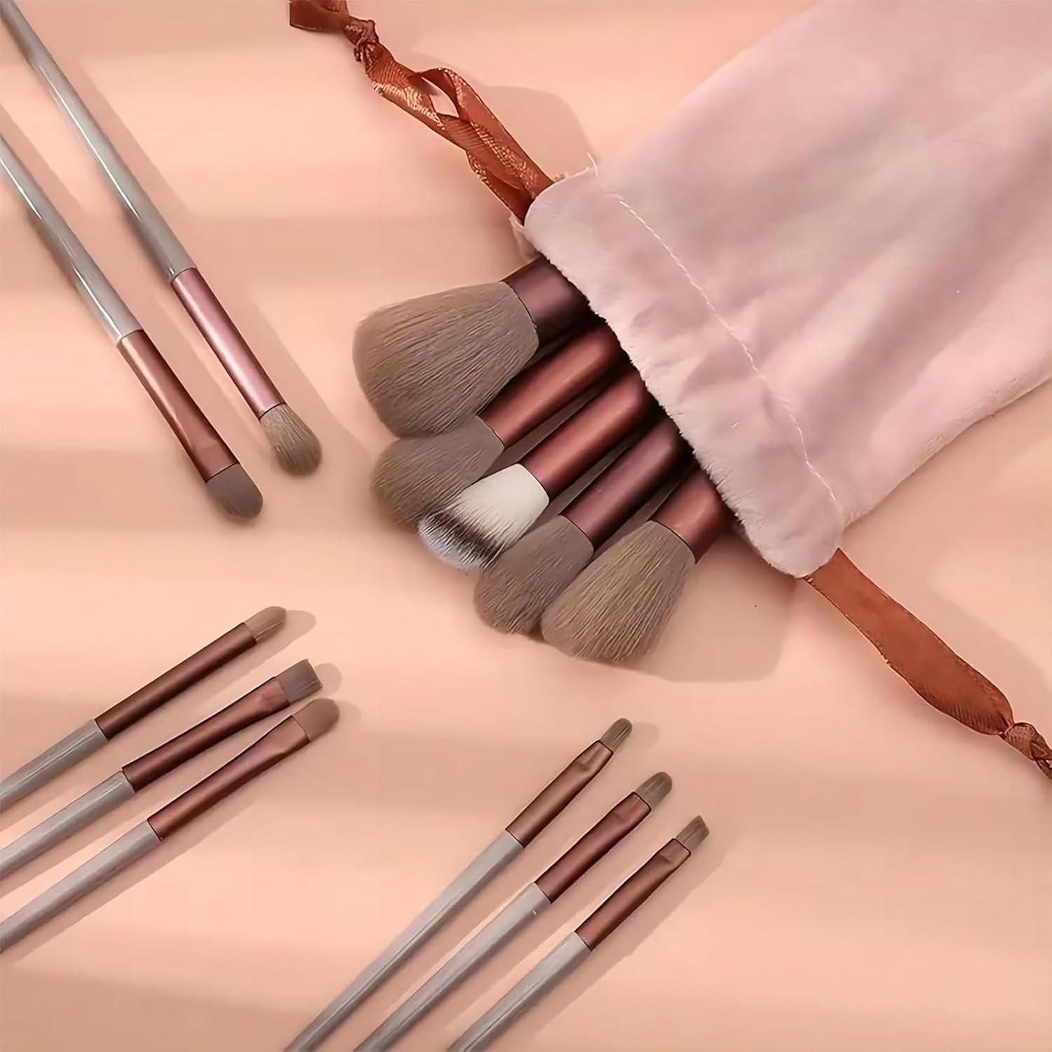 13 Pcs Professional Makeup Brush Set | Synthetic Cosmetic Brushes with Storage Pouch