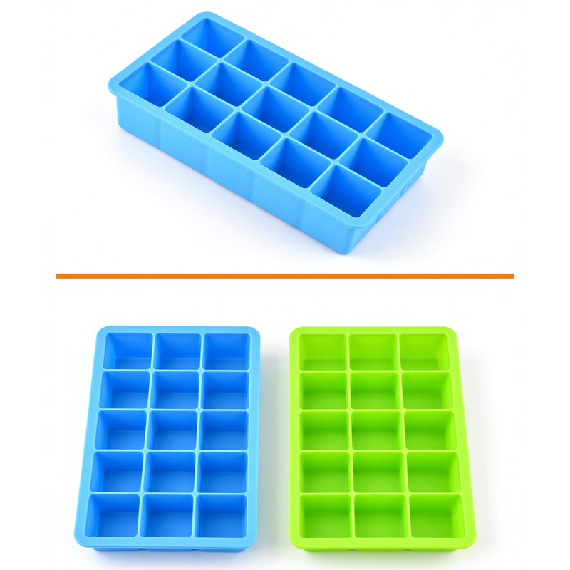15-Cube Silicone Ice Maker Tray – BPA-Free, Heavy-Duty & Dishwasher-Safe Ice Cube Tray for Freezer (Random Color-Pack of 1)