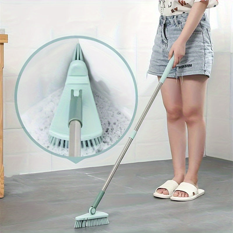 Long Handle Triangular Rigid Hair Brush for Bathroom Tile and Toilet Floor Cleaning