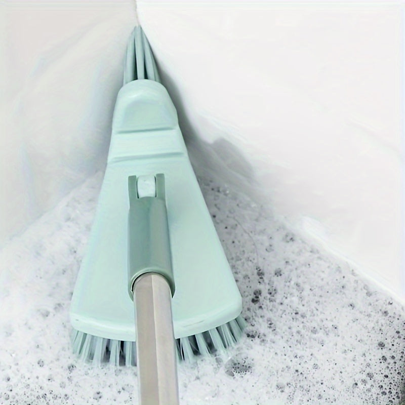 Long Handle Triangular Rigid Hair Brush for Bathroom Tile and Toilet Floor Cleaning