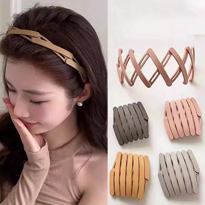 1 Pc Compact & Portable Retractable Hairband - Solid Color, Foldable Design for Travel & Everyday Use