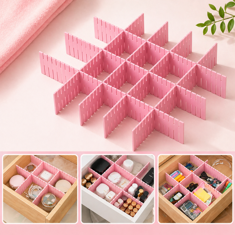 18 Pc Drawer Organizer Dividers – Adjustable Grid Storage for Kitchen ...