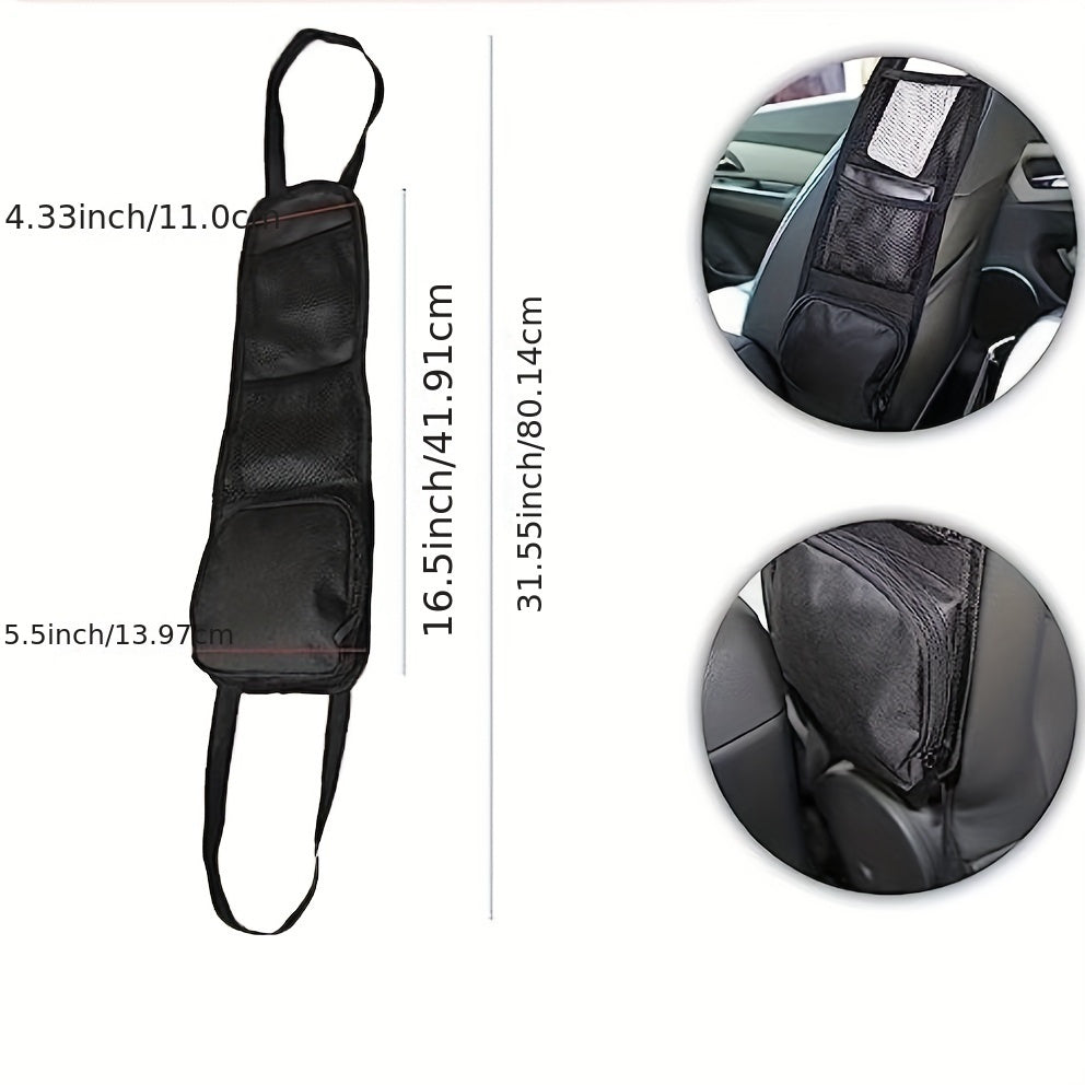 Multi-Pocket Car Seat Organizer with Mesh Pockets - Versatile Hanging Storage for Phones, Wallets, Glasses - Durable Polyester, Hand or Dry Clean - Fits Cars, SUVs, Trucks