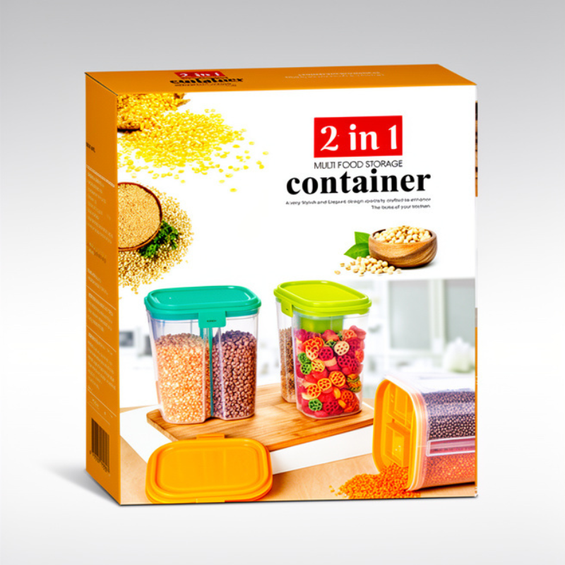 Random Storage Containers 2-in-1 Multi Food Storage Container – Dual Compartment Kitchen Organiz ...