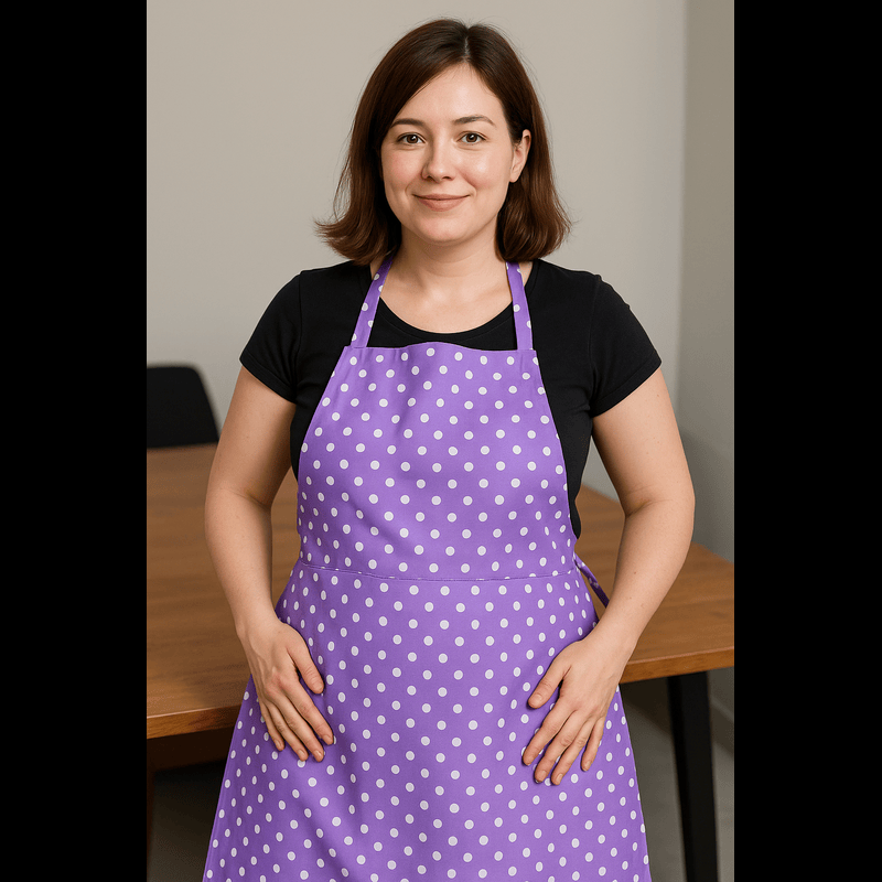 Premium Waterproof Polka Dot Apron – Durable Purple Kitchen Apron for Cooking, Baking & Cleaning