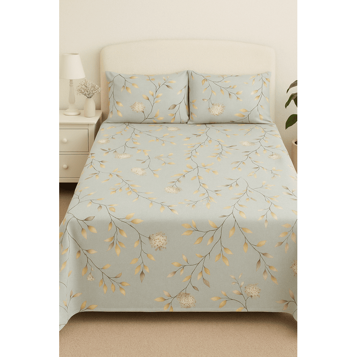 Super King Size Glace Cotton Printed Bedsheet with 2 Pillow Covers - (Random Prints)