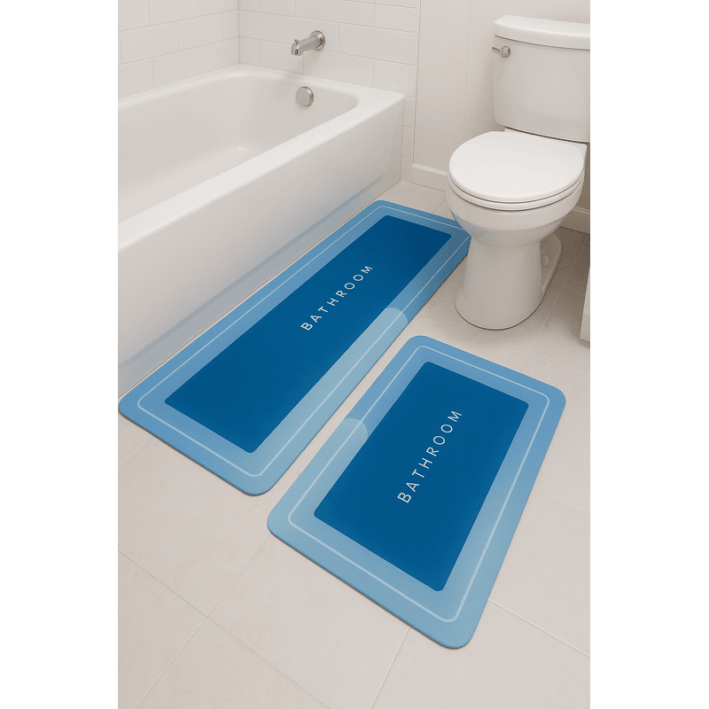 Bathroom Floor Mat Set Of 2 – Waterproof Anti-Slip Soft Floor Mats for Bath, Shower, Toilet & Sink Area