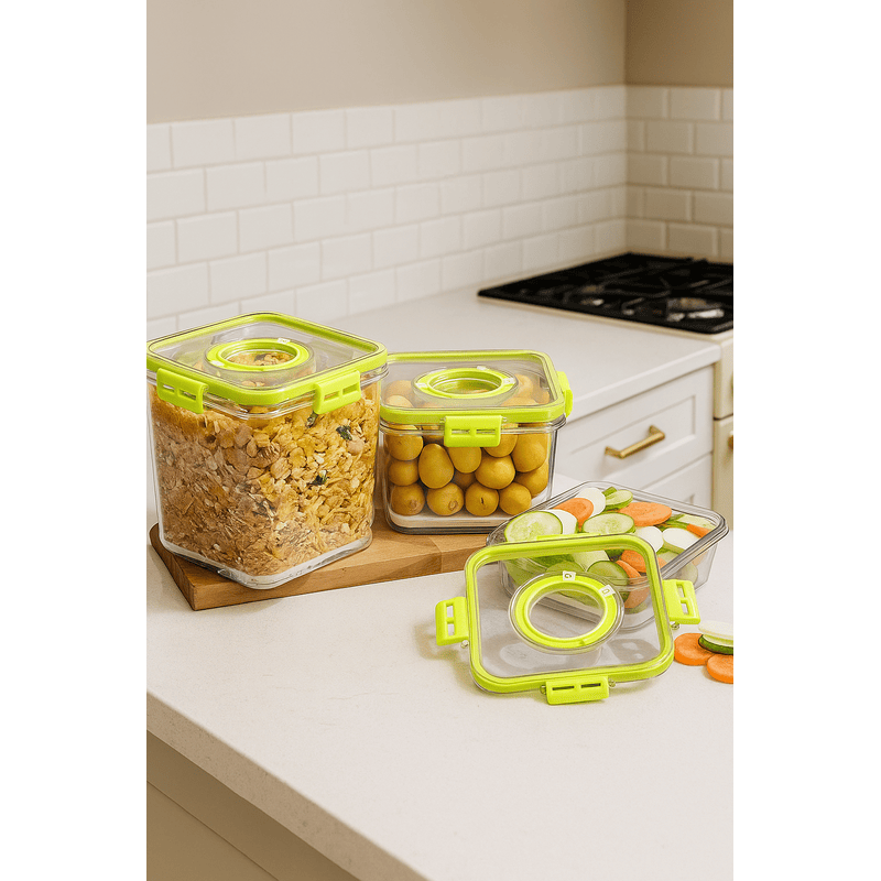 Air Tight Container BPA Free Plastic Fridge Storage Container Pack of 3 With Time Keeping Air tight Food Containers