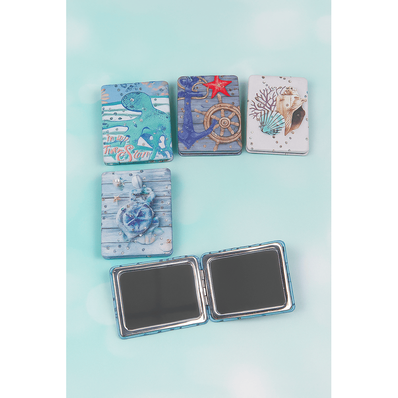 Rectangular Shape Ocean Print Diamond Mirror