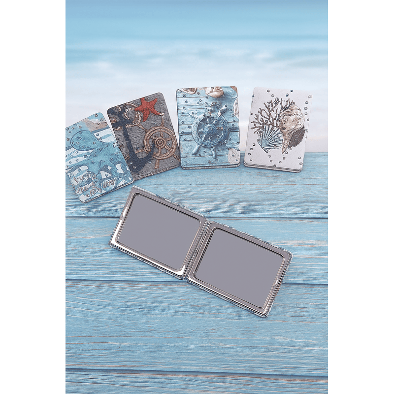 Rectangular Shape Ocean Print Diamond Mirror