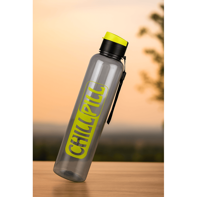 2 Pcs: Chill Pill Water Bottle - BPA Free Non-Toxic Drinking Bottle - 1000 ml (Random Color)