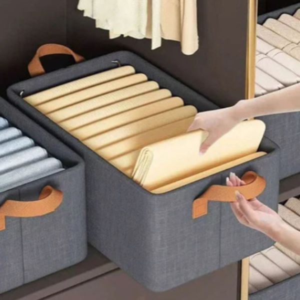 26L Collapsible Storage Basket with Steel Frame – Foldable Organizer for Clothes, Toys & Household Items (Pack of 1)