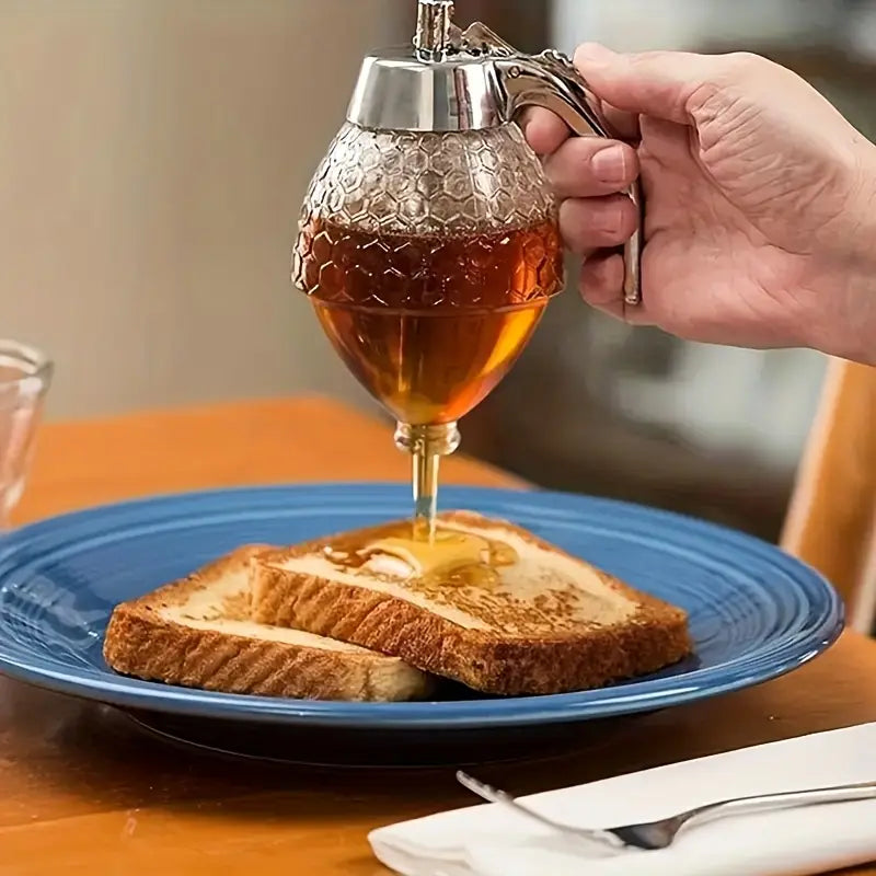 Beehive Style Honey Dispenser with a Stand, Suitable for Syrups, Sauces, And Condiments, Kitchen Tool for Olive Oil, Chocolate, And Sweetened Condensed Milk