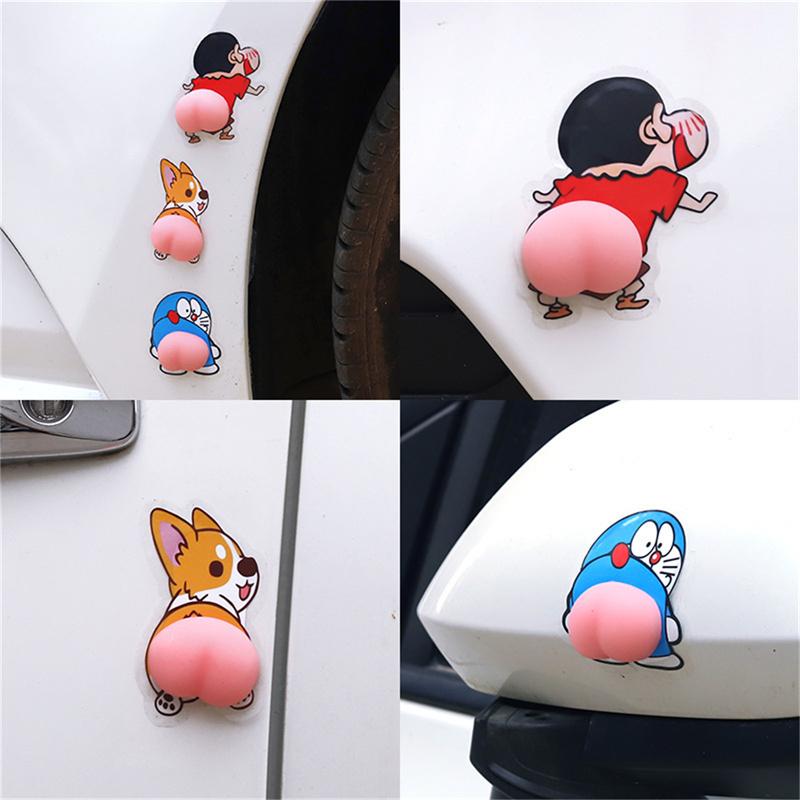 Cute 3D Car Stickers –  2 Pcs Silicone Decorative Auto Decals