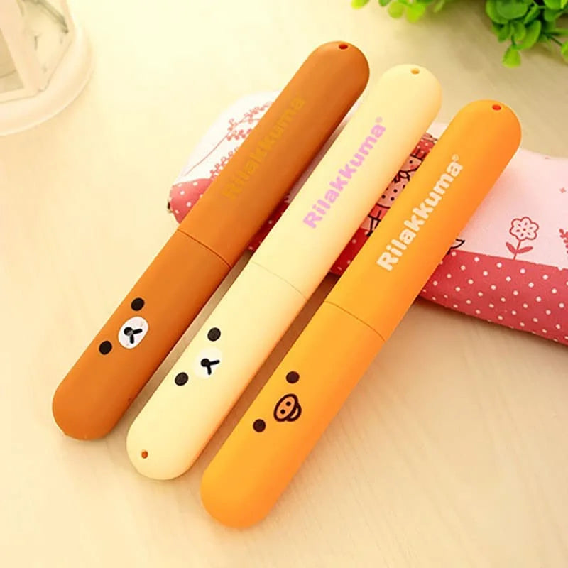 3 Pcs Mini Cute Cartoon Toothbrush Box, Portable Toothbrush Holder for Travelers