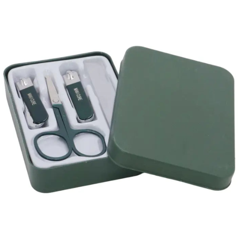3-in-1 Nail Care Grooming Set – Compact Manicure Kit with 2 Nail Clippers & Scissors in Mint Green Case