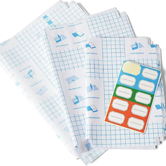 30pcs Transparent Sticker Book Covers – 3 Sizes (Small, Medium, Large) Clear Matte Finish for School & Crafts