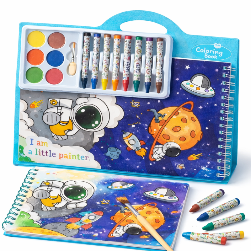3D Coloring Book Set for Kids | Creative Art Kit with Watercolors & Crayons | DIY Painting & Drawing Activity Set (Random Theme-Pack of 1)