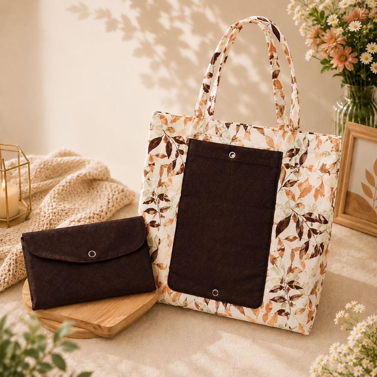 Foldable Reusable Shopping Bag with Pouch | Premium Cotton Foldable Tote Bag | Reusable Grocery Bag with Travel Pouch