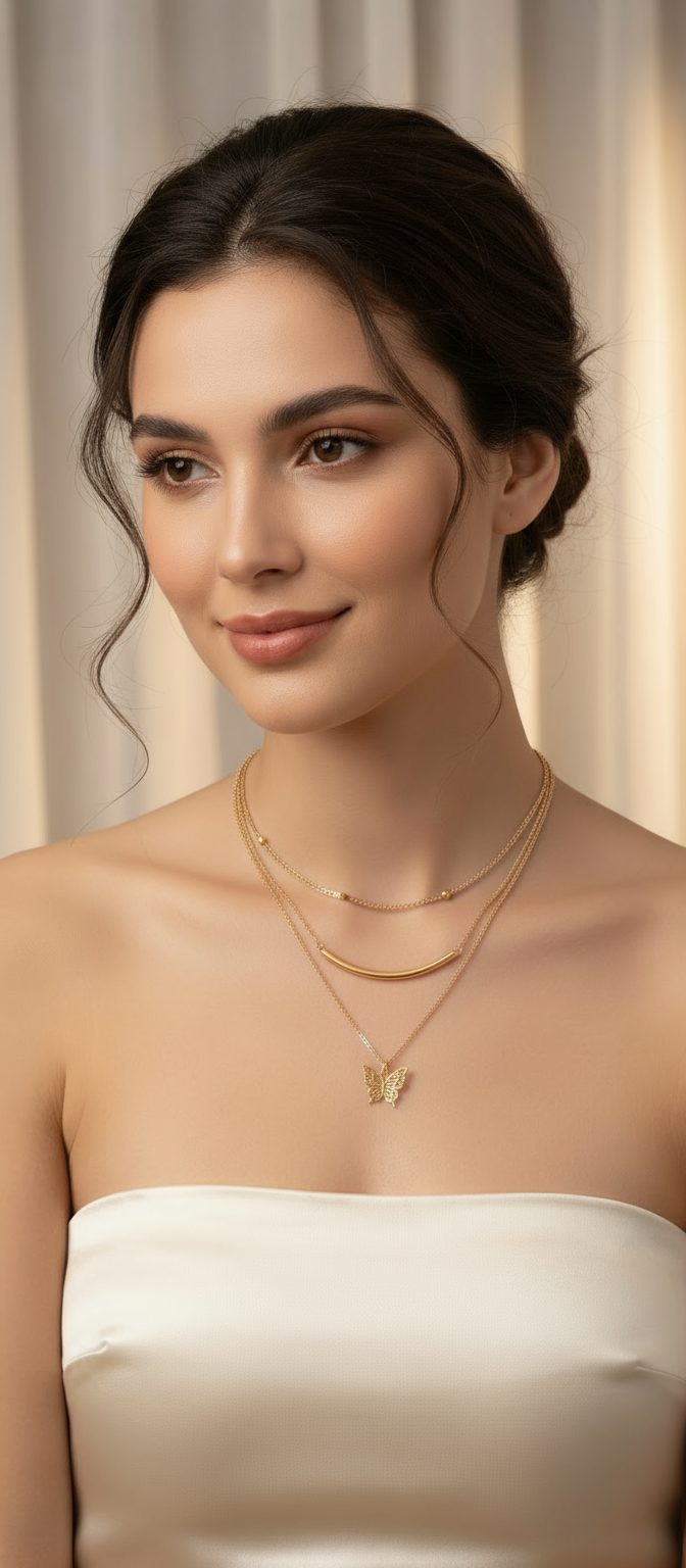 Elegant Multi-Layer Necklace – 3-in-1 Pendant Chain Jewelry for Women- Adjustable Statement for Everyday Fashion