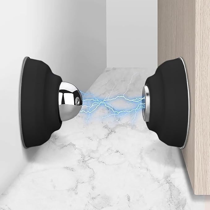 Heavy Duty Magnetic Door Stopper Kit, No Drill Self Adhesive Door Magnet Holder, Stainless Steel Wall & Floor Mount Door Stop with Adjustable Silicone Buffer, Anti-Collision Wall Protector