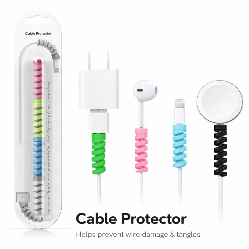4 in 1 Silicone Cable Protector – Durable Wire Saver for Charger & Earphone Cable (Random color- Pack of 1)