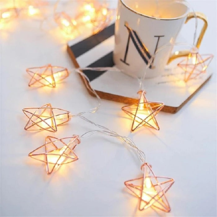 Rose Gold Star LED Light 10 Lamps