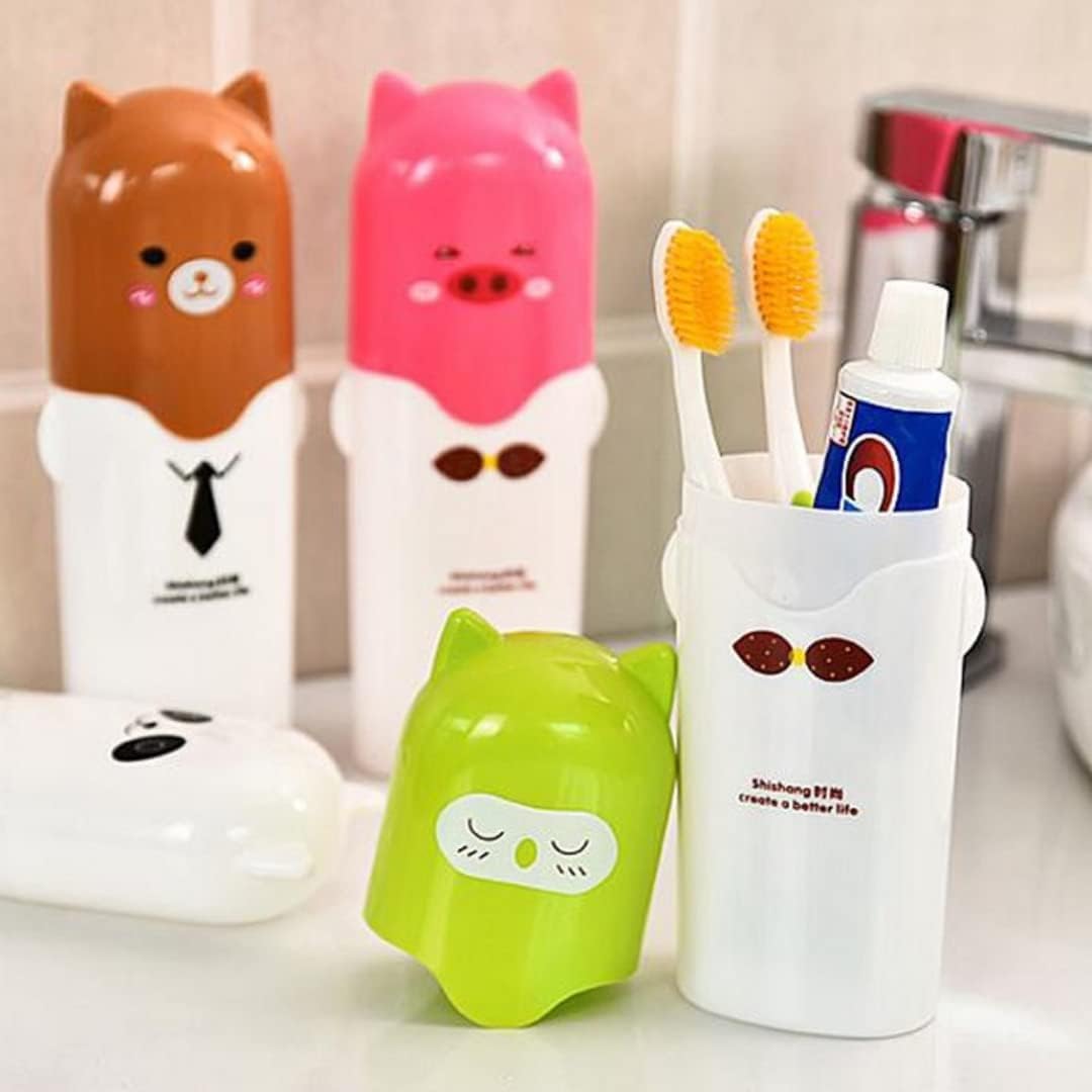 Cartoon Animal Toothbrush Box Plastic Tooth Mug Plastic Toothpaste Case (Random Color)