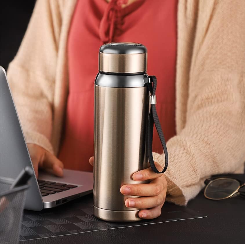 1000ml Stainless Steel Water Bottle Men Women Kids | Thermos Flask | Reusable Leak-Proof Thermosteel for Home Office Gym Fridge Travelling (1 Liters)