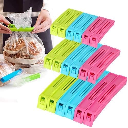 18 Pcs Food Clips, 3 Different Size Plastic Food Snack Bag Pouch Clip Sealer (Large, Medium, Small) Plastic Snack Seal Sealing Bag Clips Vacuum Sealer