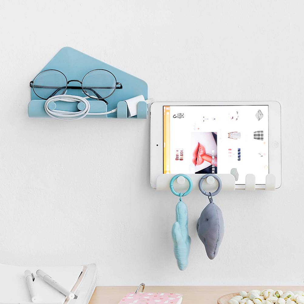 Mobile Phone Tablet Charging Bracket Seamless Key Hook Wall-Mount Storage Organizer