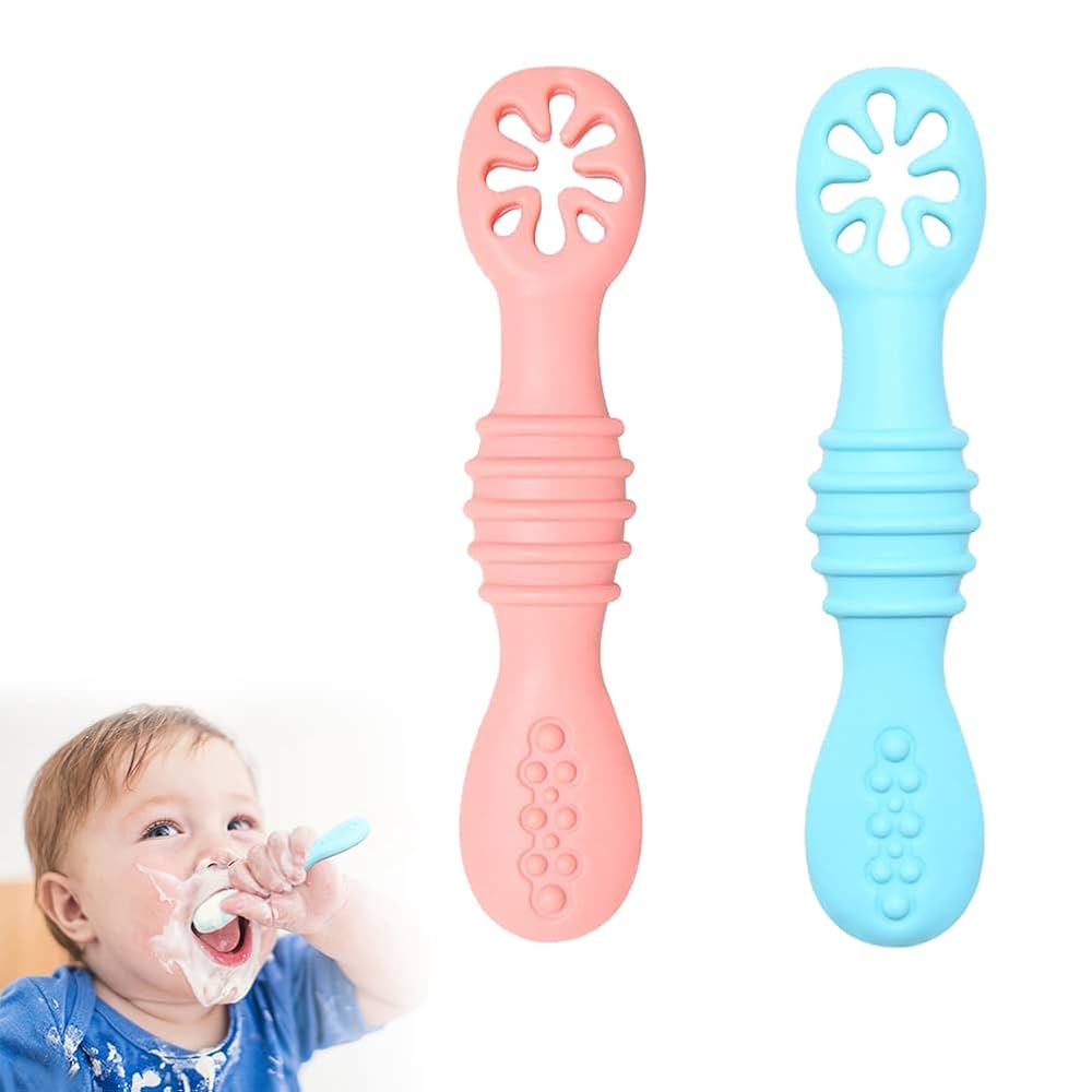 Silicone Chew Spoon for Babies and Toddlers, BPA Free, Safety Tested Baby Led Weaning (Random Color-Pack of 1)