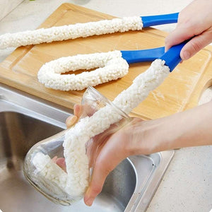Soft Bristle Multi-functional Bottle Cleaning Brush with Handle - Portable, No Electricity Needed, Ideal for Kitchen Cleaning, Glass & Decanter Cleaner Tool