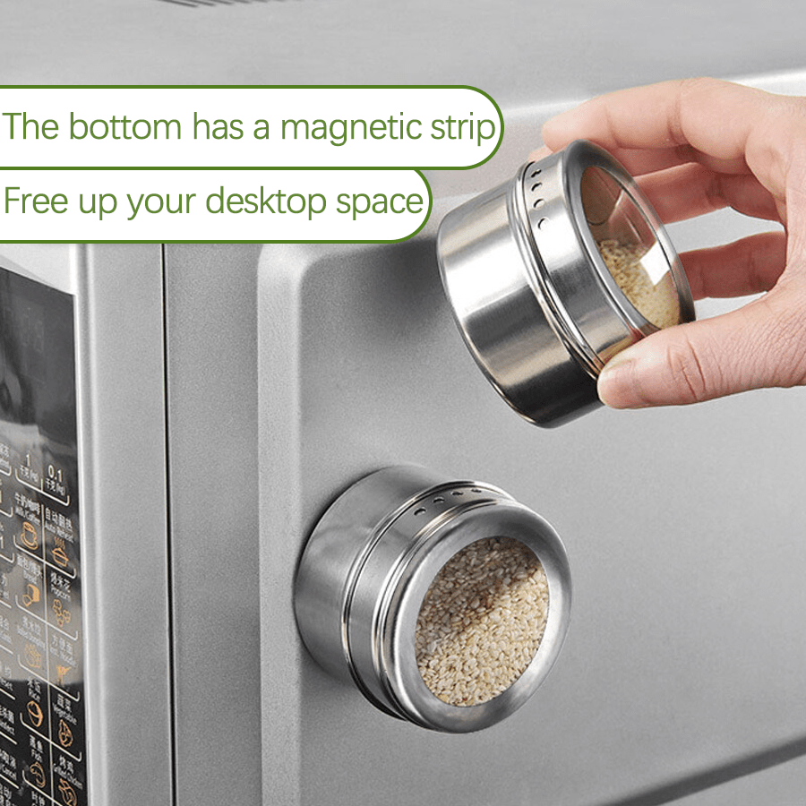 1 Pc Magnetic Spice Jar , Stainless Steel Seasoning Container, with Easy Pour Holes, for Kitchen Organization