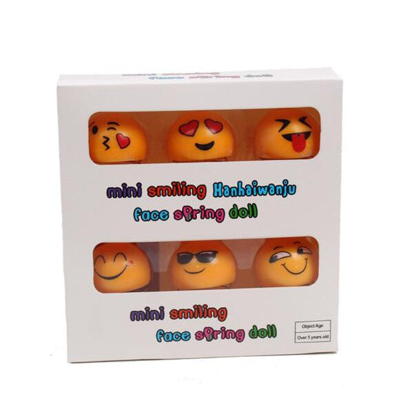 6pcs Mini Emoji Spring Doll Boutique Gift Box for car, home decor