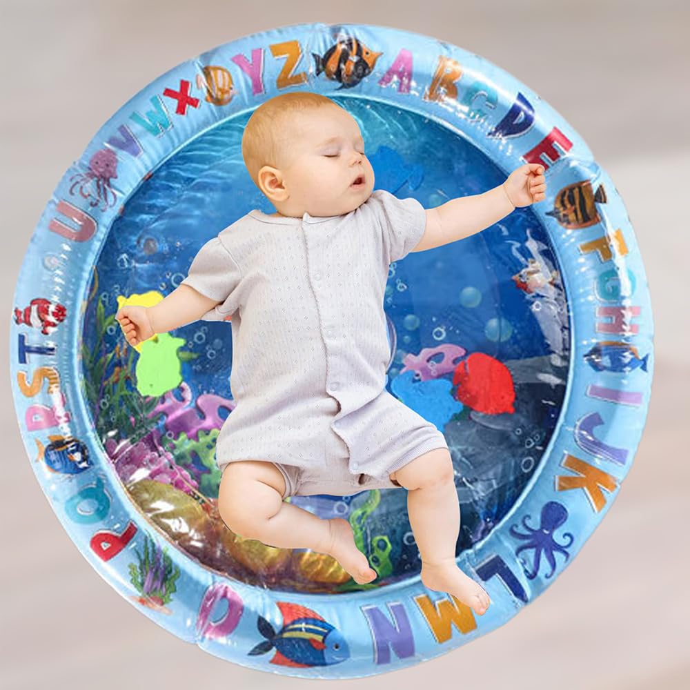 Baby Water Mat | Infant Sensory Play Gym for 6-12 Months | Newborn Baby Essentials | Water-Filled Activity Mat | Baby Gifts (Water mat-Round)