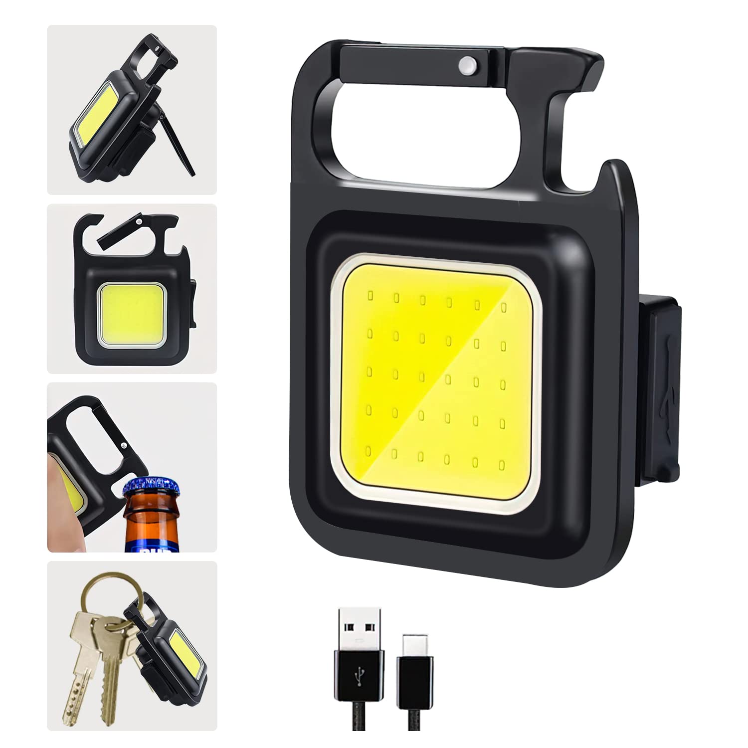 Emergency USB Flash Light, USB Rechargeable LED Light with Bottle Opener, Stand