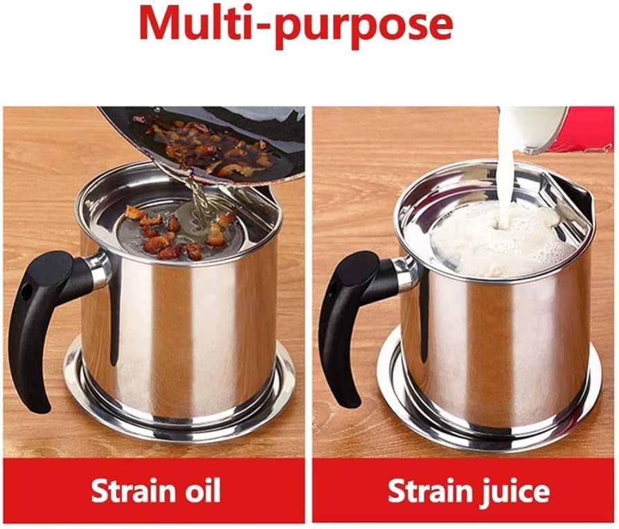 Stainless steel Oil Pot 1.7 Litre, Stainless Steel Oil and Ghee Air Tight Container, 1700 ml Oil Pot Container for Kitchen Storage, Steel Ghee Can