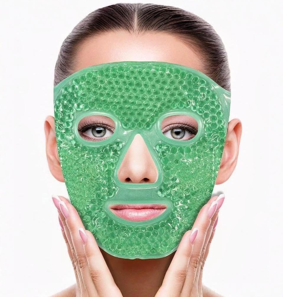 Ice Cooling Face Mask Cold Face Eye Mask, Ice Pack Reduce Face Puff, Dark Circles, Gel Beads Hot Heat Cold Compress Pack, Face SPA for Woman Sleeping