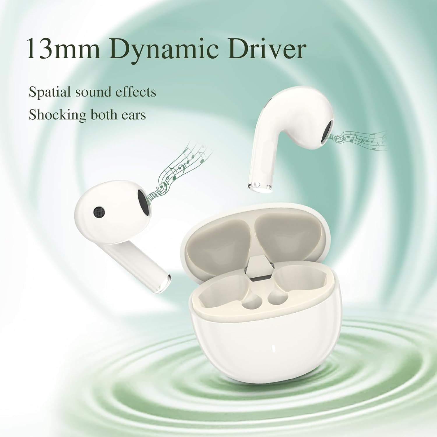 SHKOD AirLits11 True Wireless Earbuds | Bluetooth 5.3 | ENC Noise Reduction | 38 Hours Playtime | Fast Charging | One Touch Control(Moonlight White)