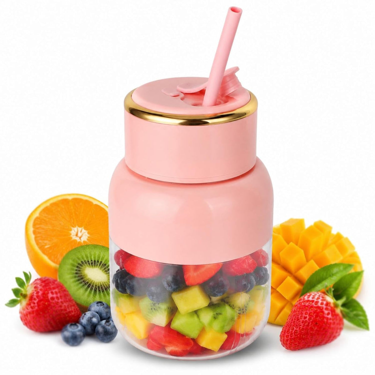 Portable Blender, 800ml Personal Blenders for Shakes and Smoothies USB Rechargeable Juice Blender With 6 Blades Mini Blender Fresh Juicer Cup for Sports, Travel, Gym (Random Color Pack of 1)